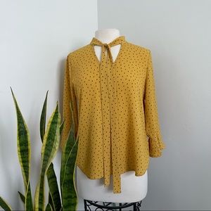 Sweet Wanderer Mustard Yellow Tie Blouse